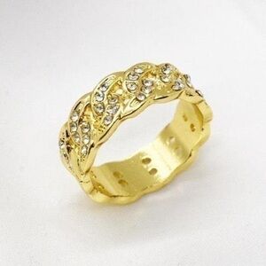 Rhinestone Gold Chain Ring